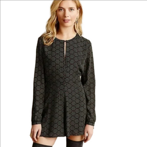 Anthro Harlyn honeycomb long sleeve romper S